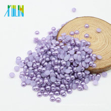 Venta caliente de la manera ABS Flat Back Half Cut Pearls Craft Pearls a granel para la fabricación de joyas, Z27-Purple